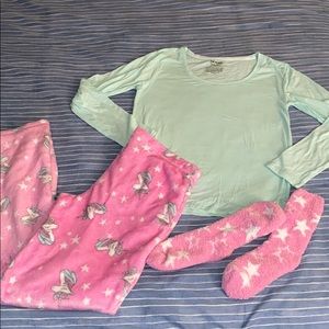 Juniors Unicorn Fuzzy PJ SET Joe Boxer Sz M